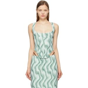 Miaou Green and White Crop Top